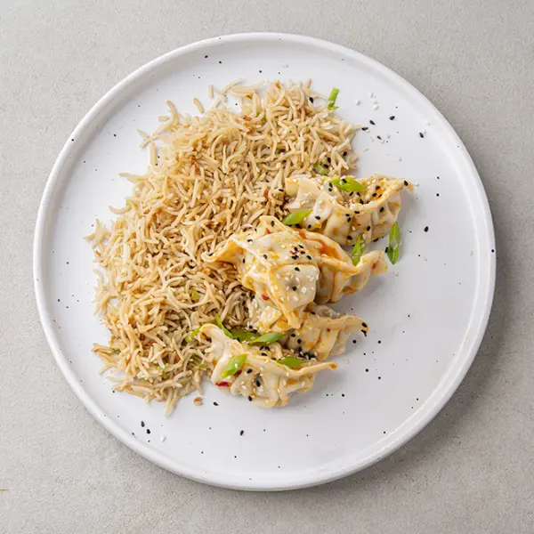 Chicken Momo With Chili Garlic Fried Rice